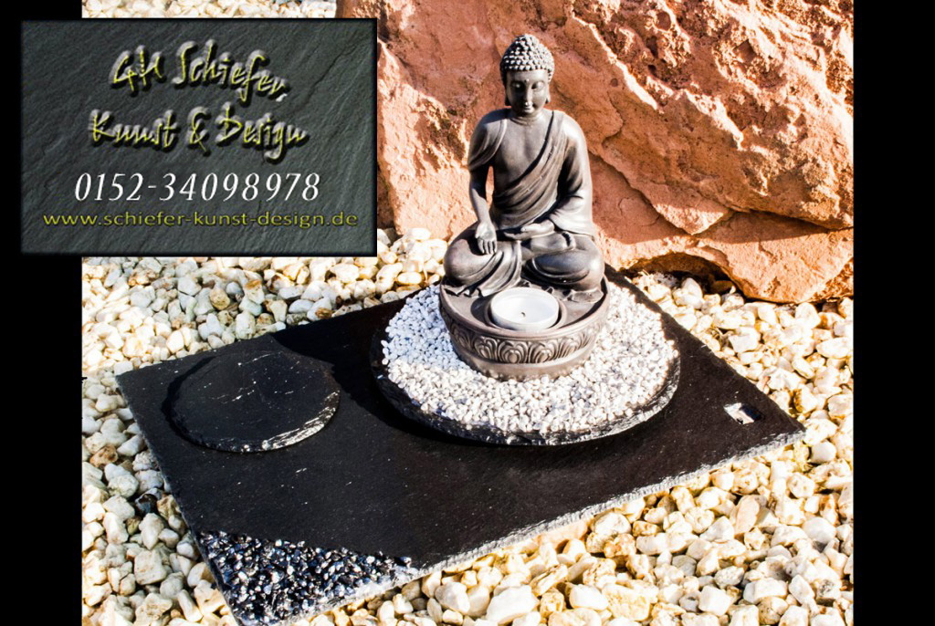 Schiefer Buddha beleuchteter Teelichthalter, Räucherstäbchenhalter