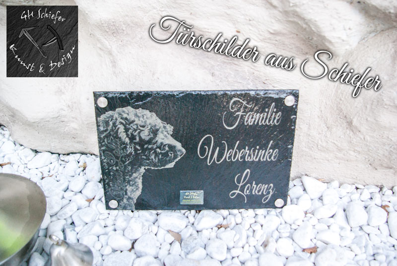 Tiergrabstein, Gedenkstein, Gedenkplatte, Hund, Haustier - Grabstein aus Schiefer mit Gravur 25 x35