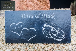 Hochzeitsgeschenk - Hochzeitsplatte Petra und Maik mit Gravur