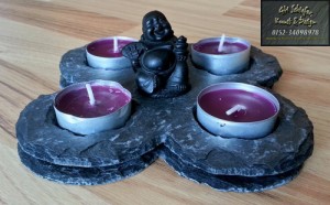 Kerzenhalter bzw. Teelichthalter mit Buddha als Raumdeko, Tischdenk