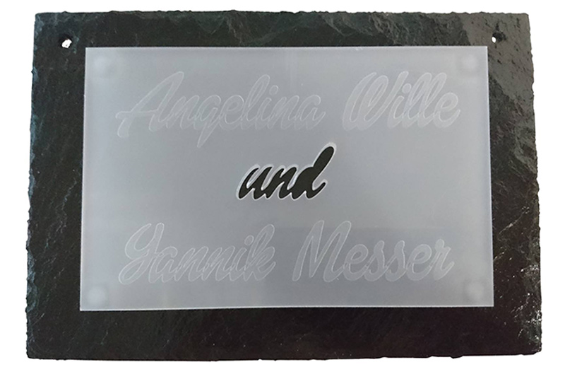 Schiefer-Plexiglas Türschild mit Namensgravur