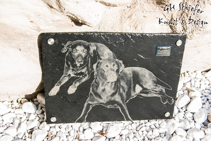 Tiergrabstein, Gedenkstein, Gedenkplatte, Haustier - Grabstein aus Schiefer mit Gravur 25 x35