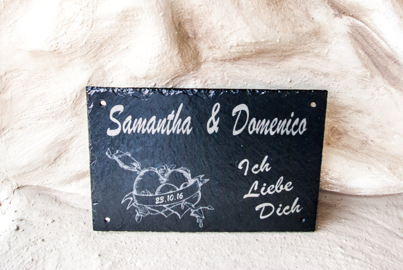 Gravuren auf Schieferplatten als Hochzeitsgeschenk - Partnerplatten, Hochzeitsplatten